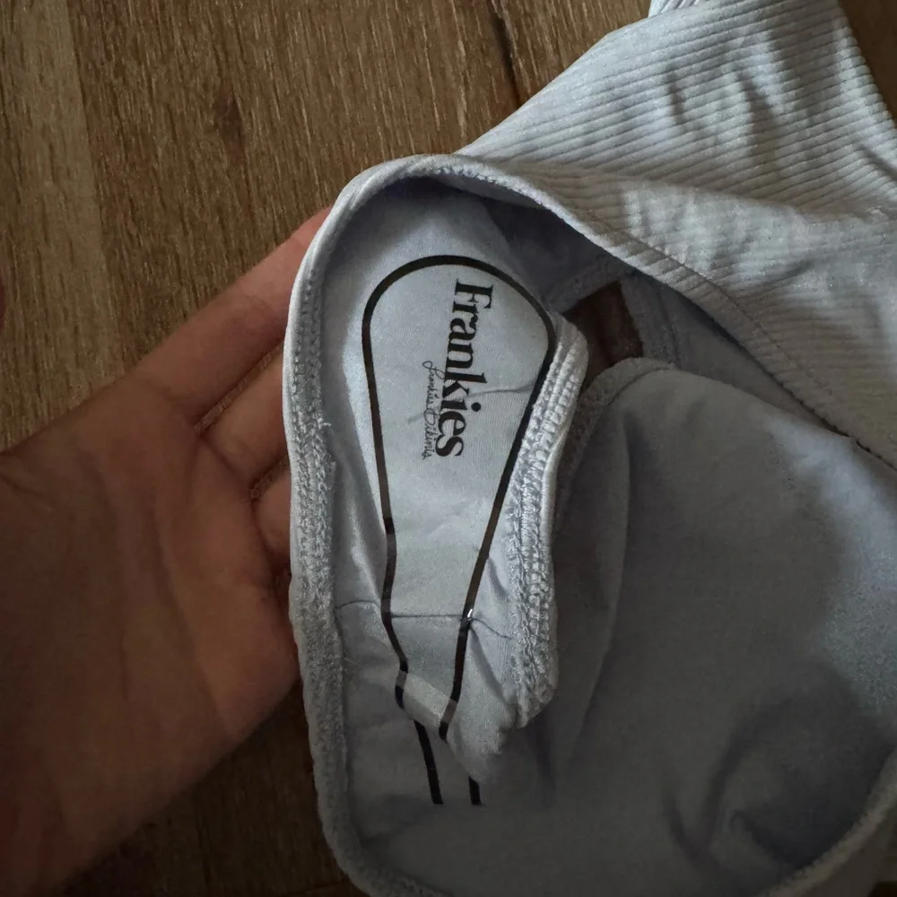 Frankie’s Bikinis Baby‎ Blue Ribbed Bandeau Bikini Size XS